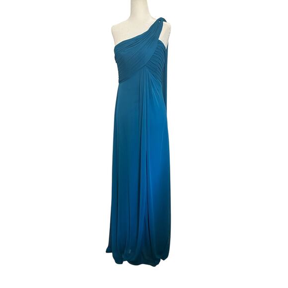 Alex Evenings One-Shoulder Empire-Waist Gown Light Blue - Picture 1 of 6